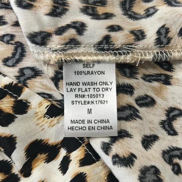 Savanna Jane Floral Embroidered Leopard Print Bell Sleeve Blouse Size Medium - Picture 9 of 15